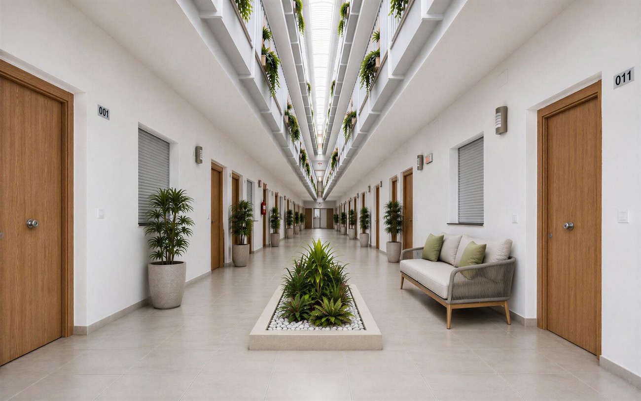 Pasillo interior del edificio
